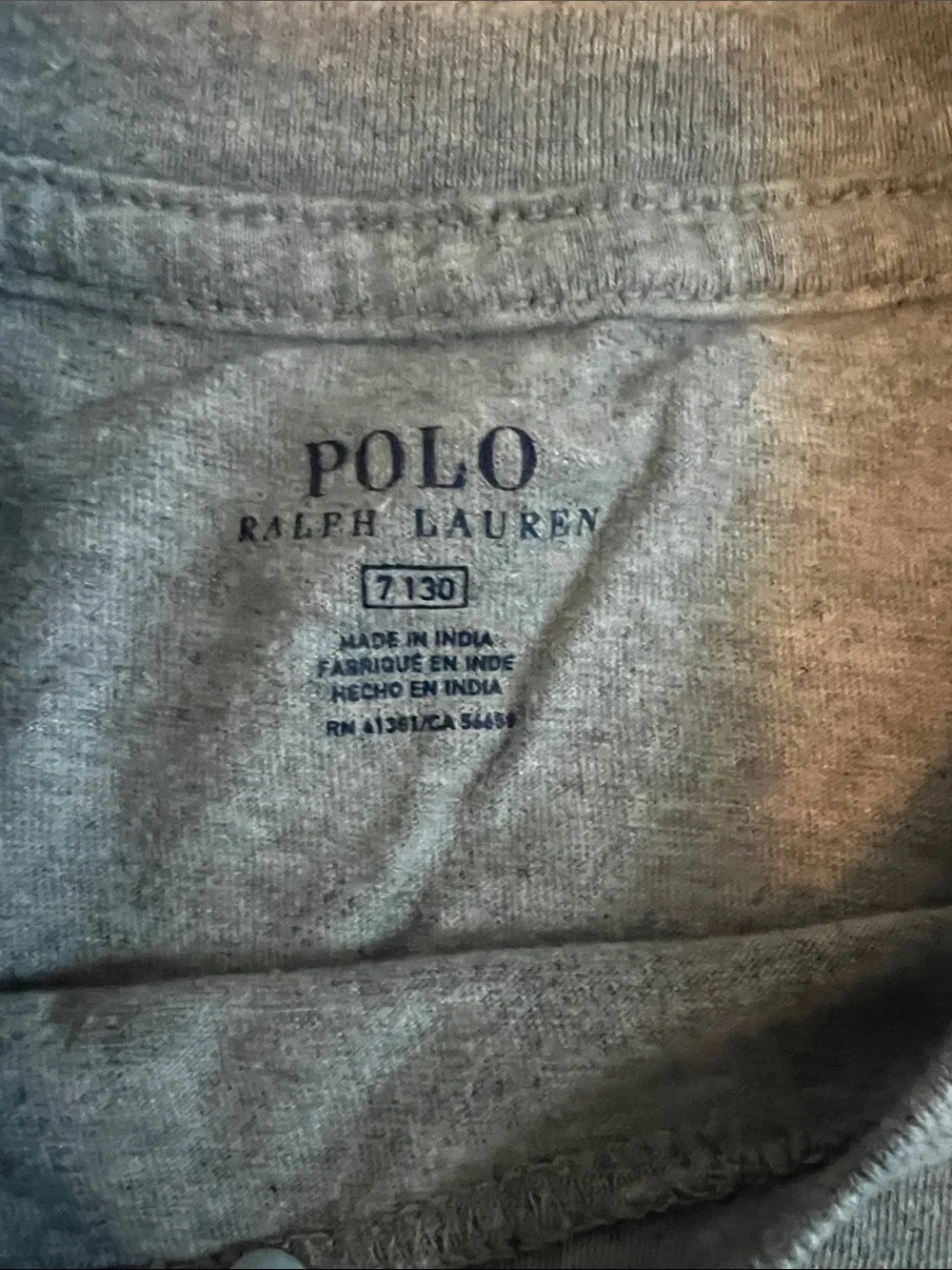 Ralph Lauren Long-Sleeve Crewneck Tee — Heather Gray with Navy Pony